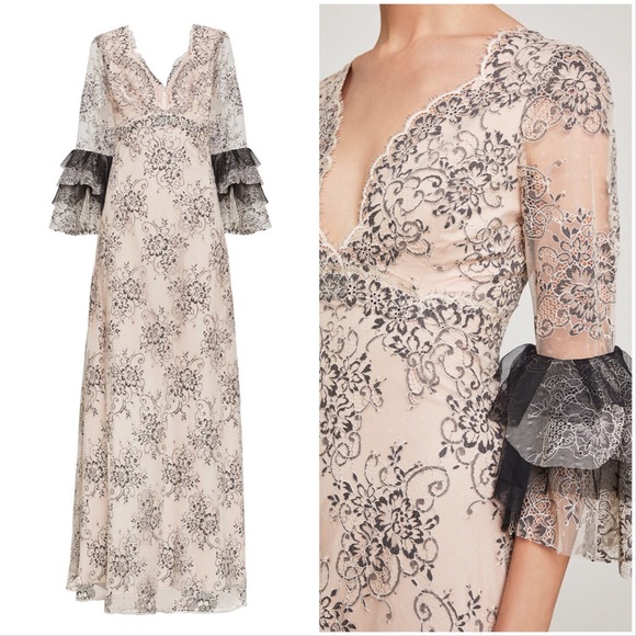 BCBGMaxAzria | Cascading Floral Lace Maxi Dress - Picture 2 of 5